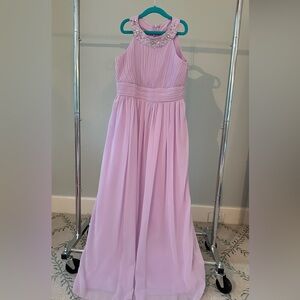 Lavender girls chiffon gown with sequin halter neck. Size 12